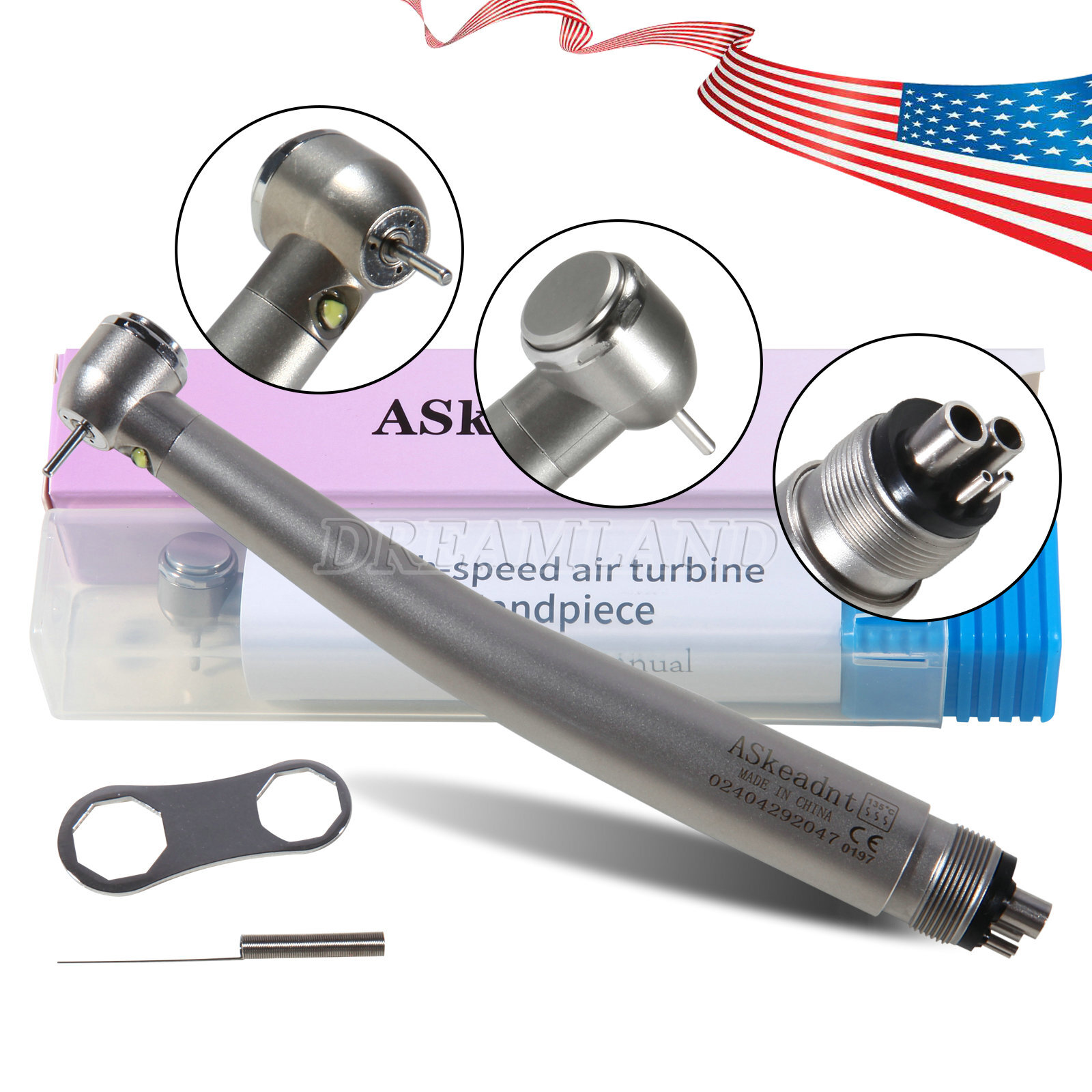 KAVO Style Dental Fiber Optic High Speed Turbine Handpiece LED E-generator 4Hole