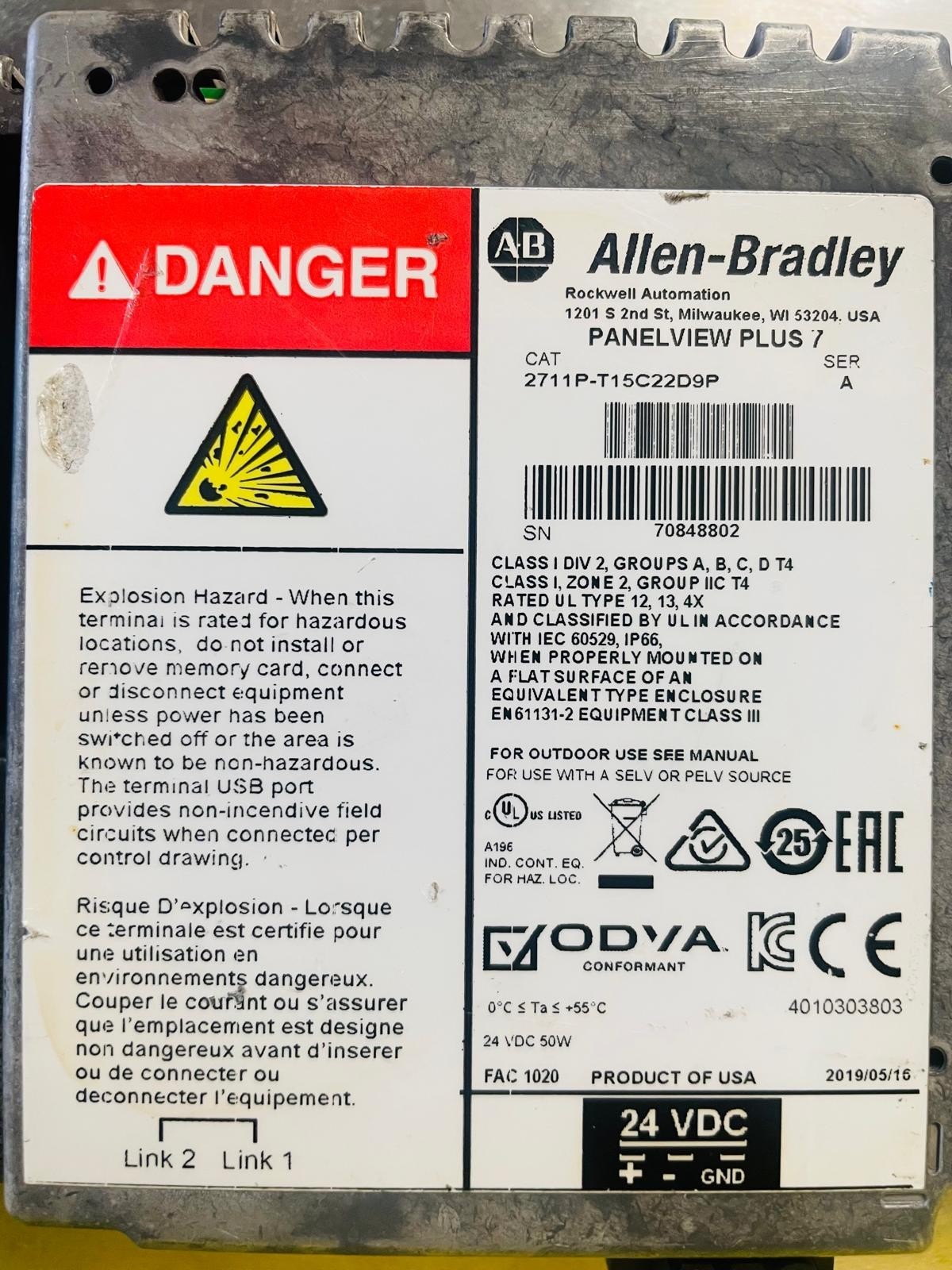 Allen Bradley 2711P-T15C22D9P /A PanelView Plus 7 15″ HMI 2711PT15C22D9P