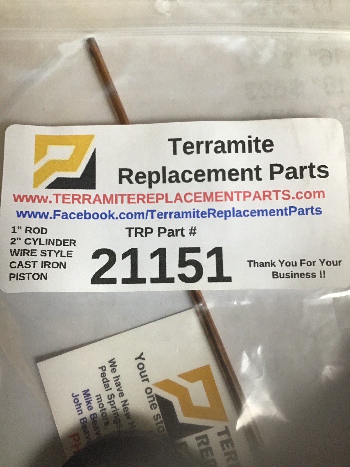 21151 Seal Kit For Terramite Backhoe 2” Cylinder X 1” Rod