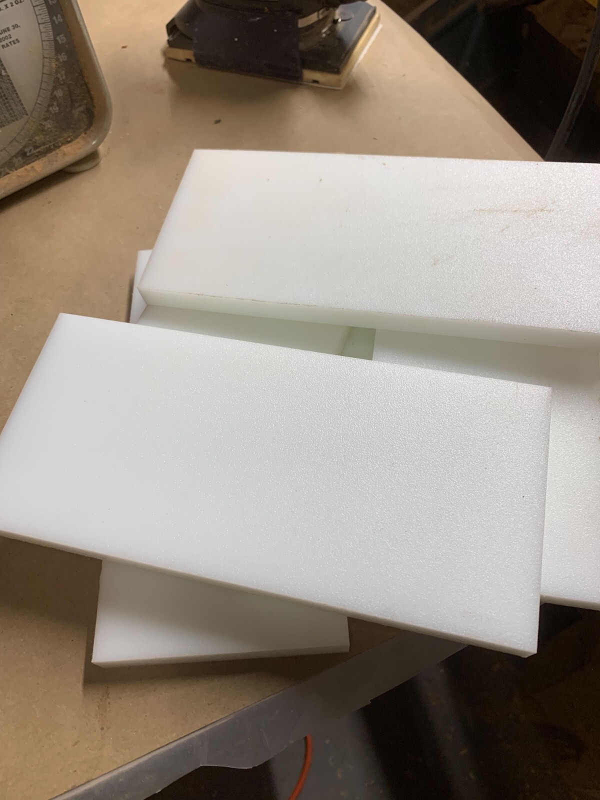 HDPE (High Density Poly.) LOT of 6 pcs 1/2″ x 3.75″ x 7.75″ White FREE SHIPPING