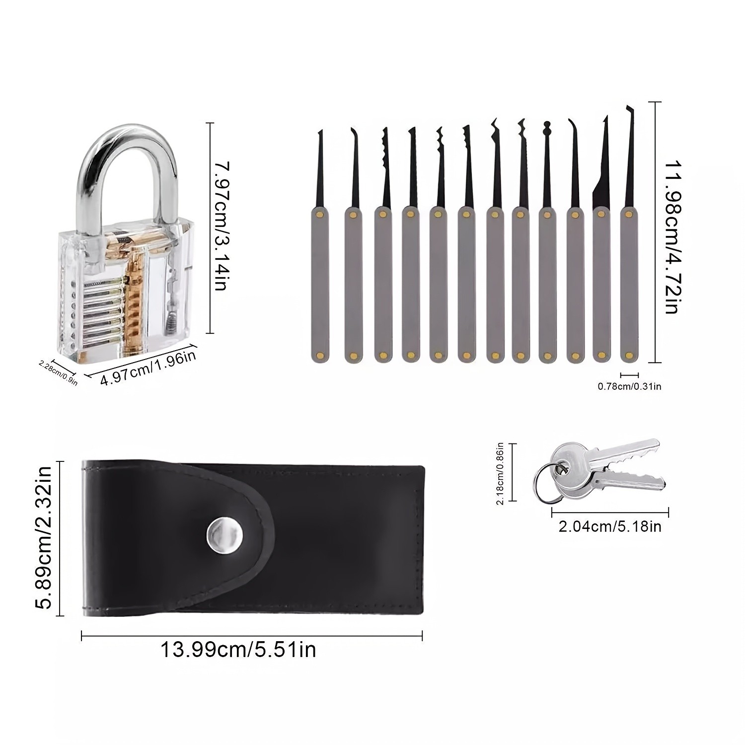 1 Set Transparent Acrylic Practice Padlock Model for Lock Mechanism Training Kit