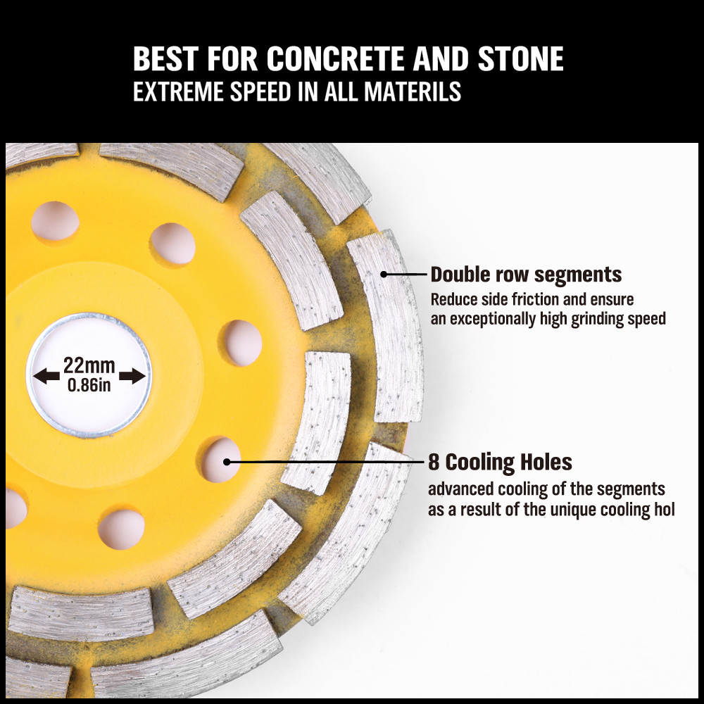 4-1/2″ Diamond Cup Grinding Wheels Double Row Concrete 18 seg Angle Grinder