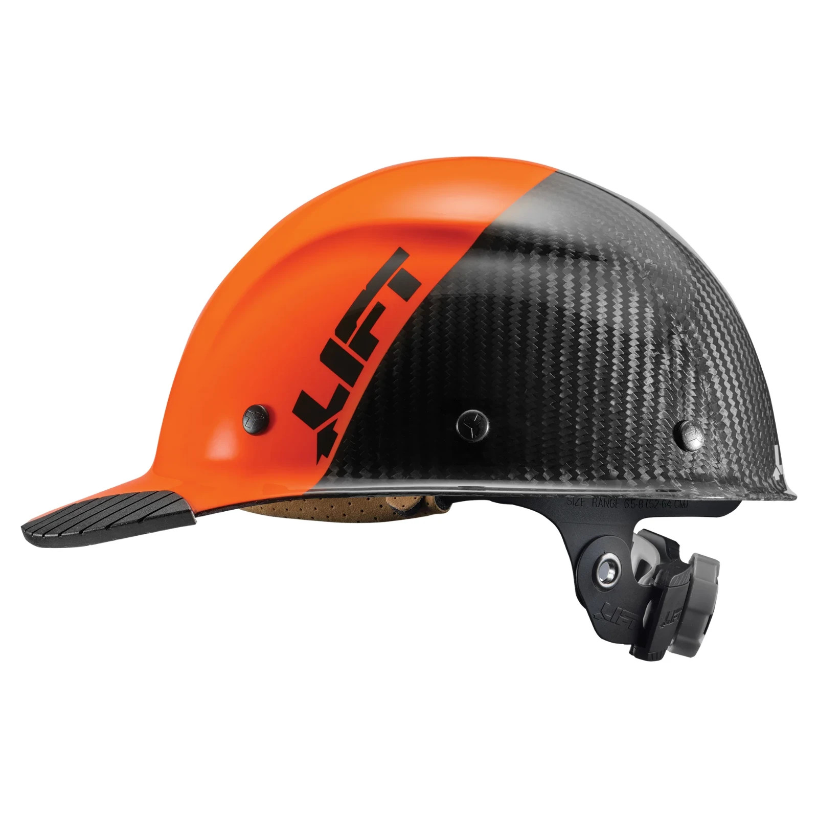 LIFT SAFETY-CAP STYLE-CARBON FIBER-50/50 HI-VIZ ORANGE & BLACK-ANSI CLASS C