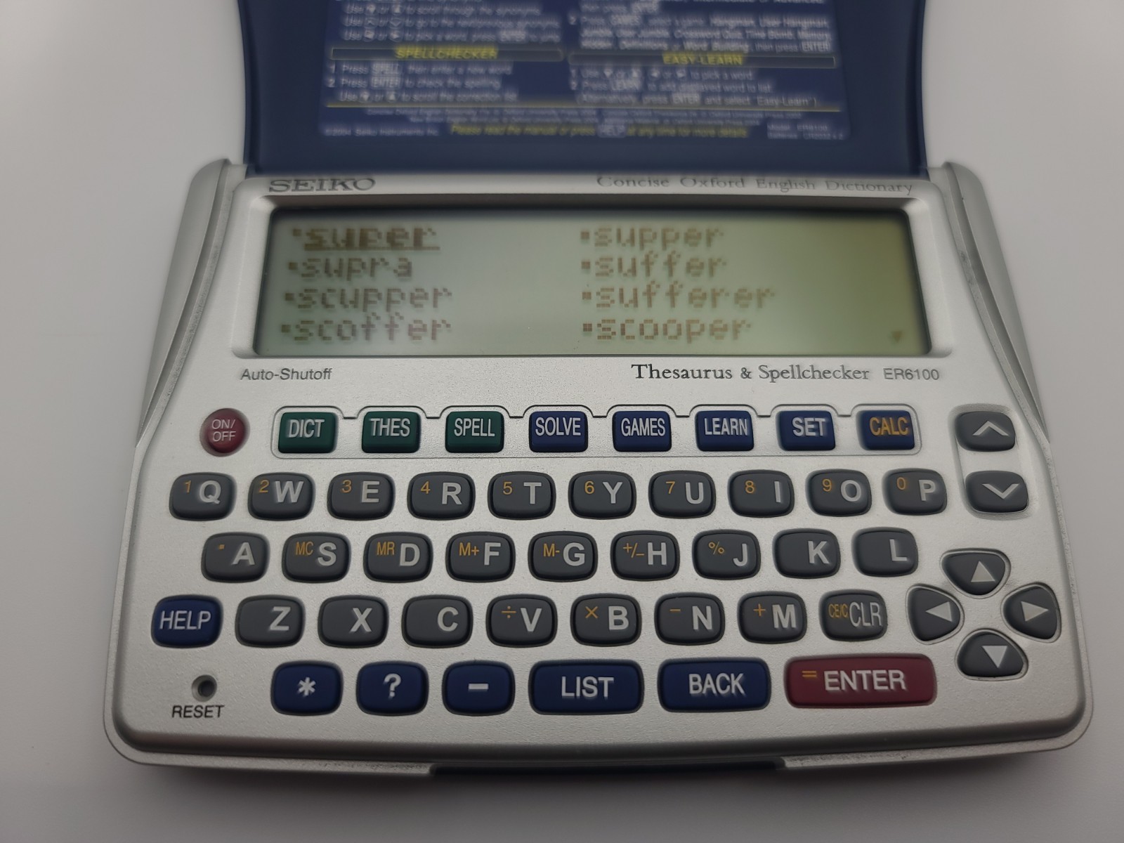 Seiko ER6100 Oxford English Dictionary Thesaurus Spellchecker Solver – USED