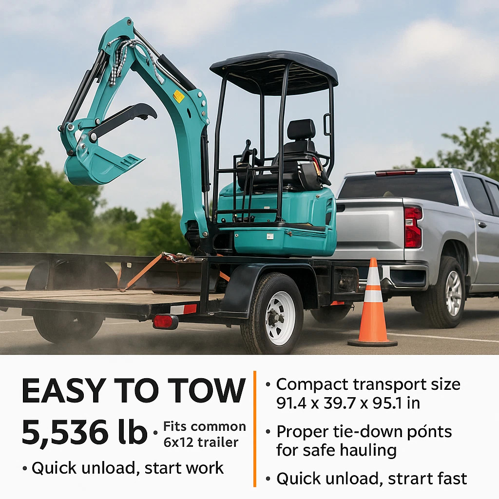 2.5Ton Mini Excavator Side Swing Digger Kubota D902 Diesel Engine+ 4 Attachments