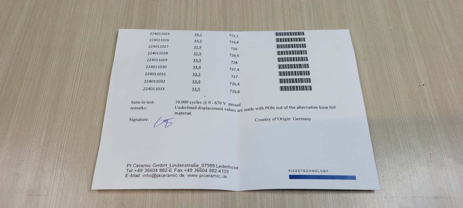 PI CERAMIC PIEZOCERAMIC ACTUATOR TRANSDUCER PIC255 PAHY-0139 1.5″ x 1″