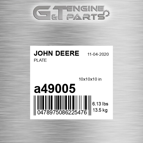 A49005 PLATE fits JOHN DEERE (Surplus Open Box)