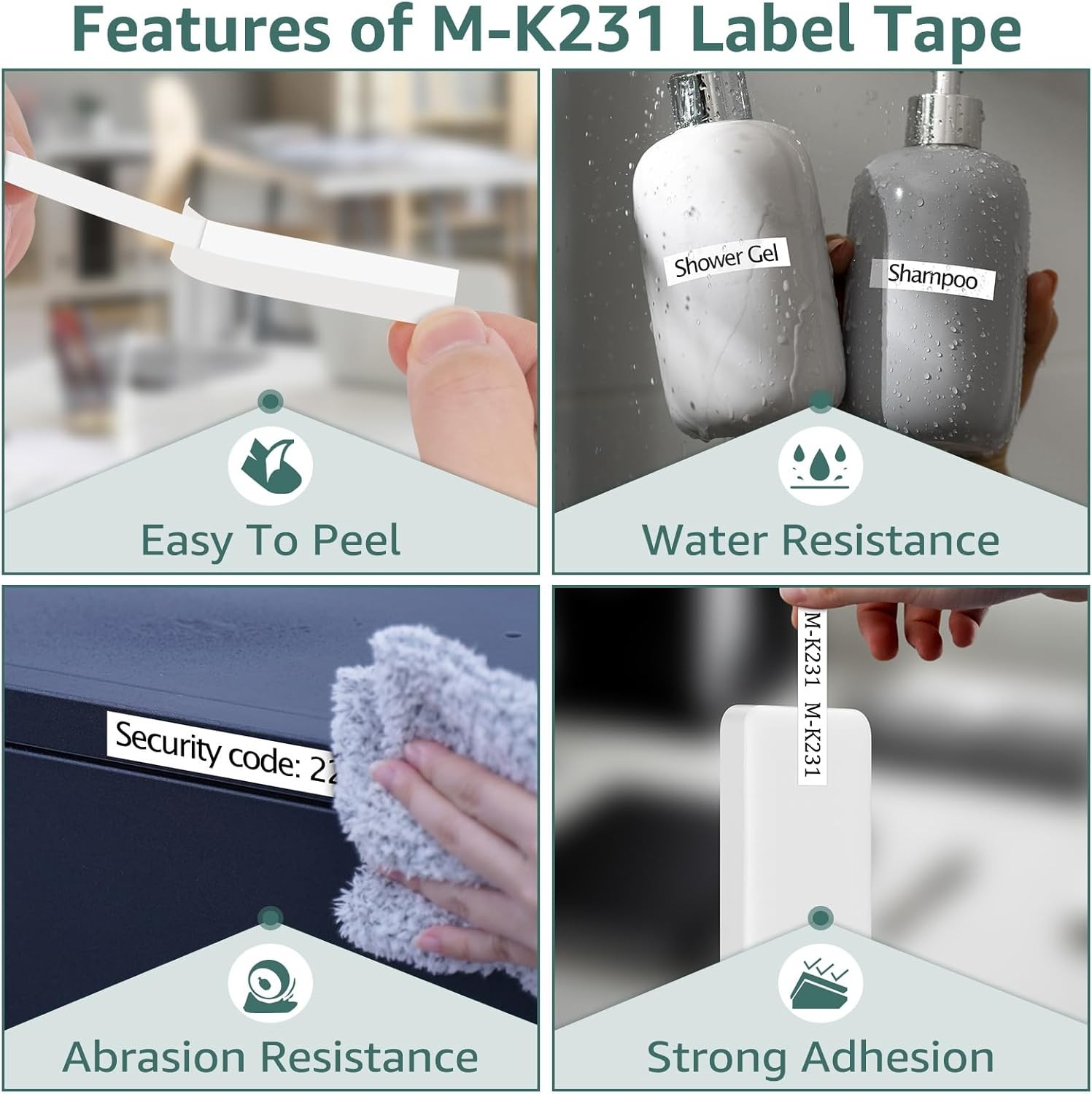 4PK M-K231 MK-231 For Brother P-Touch Label Tape 12mm Black on White PT-65 PT-85