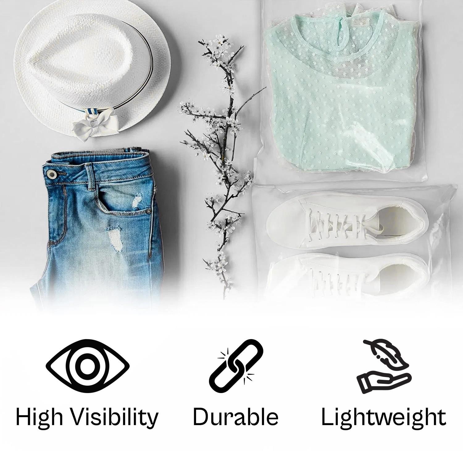 Poly Bags Flat Clear 1 Mil Open Top Plastic Transparent Bag High Clarity Layflat