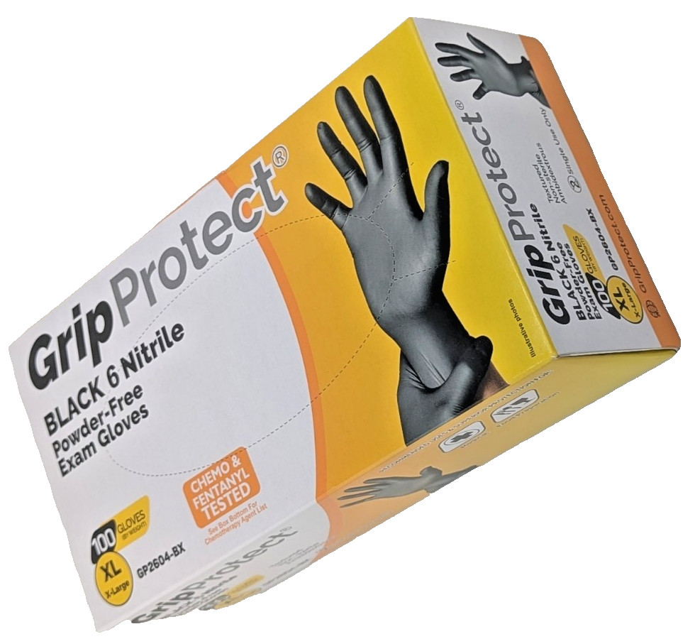 6 Mil BLACK Nitrile Powder-Free Exam Gloves Box of 100