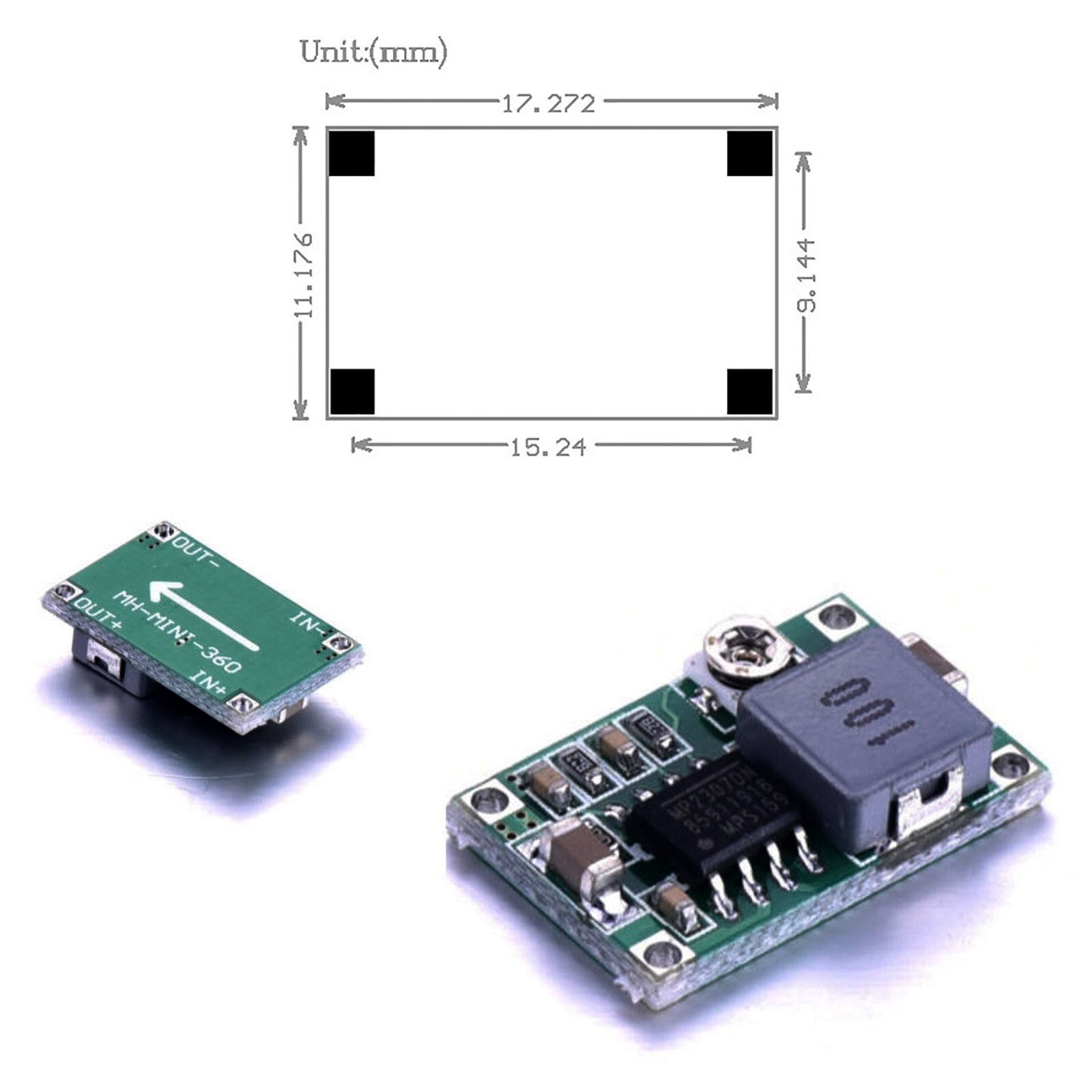 10X Mini360 3A DC Voltage Step Down Power Converter Buck Module 3.3V 5V 9V 12V