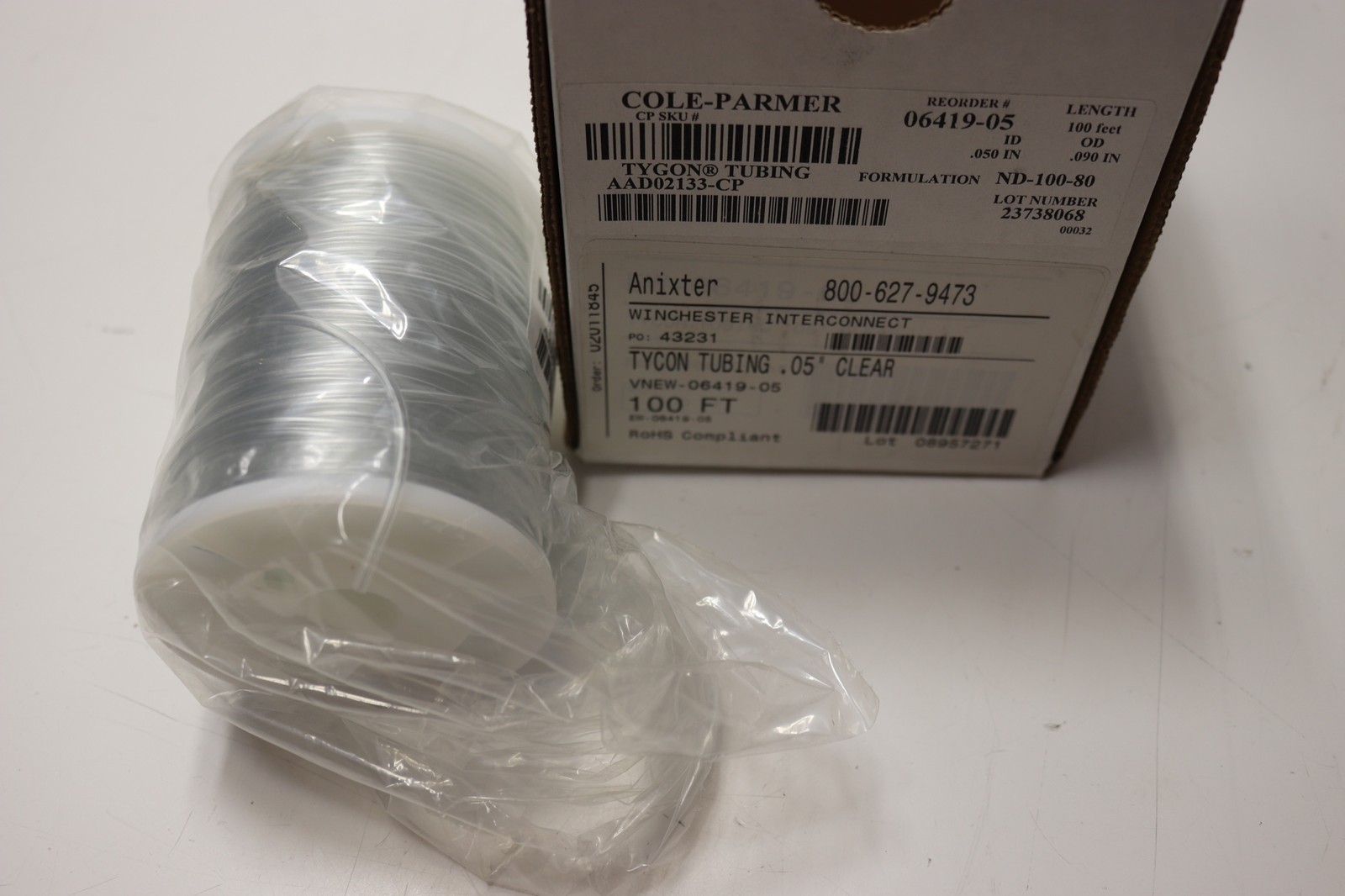 100ft 0.090″OD, 0.05″ID Tygon Tubing AAD02133-CP .09in OD, 0.05in ID