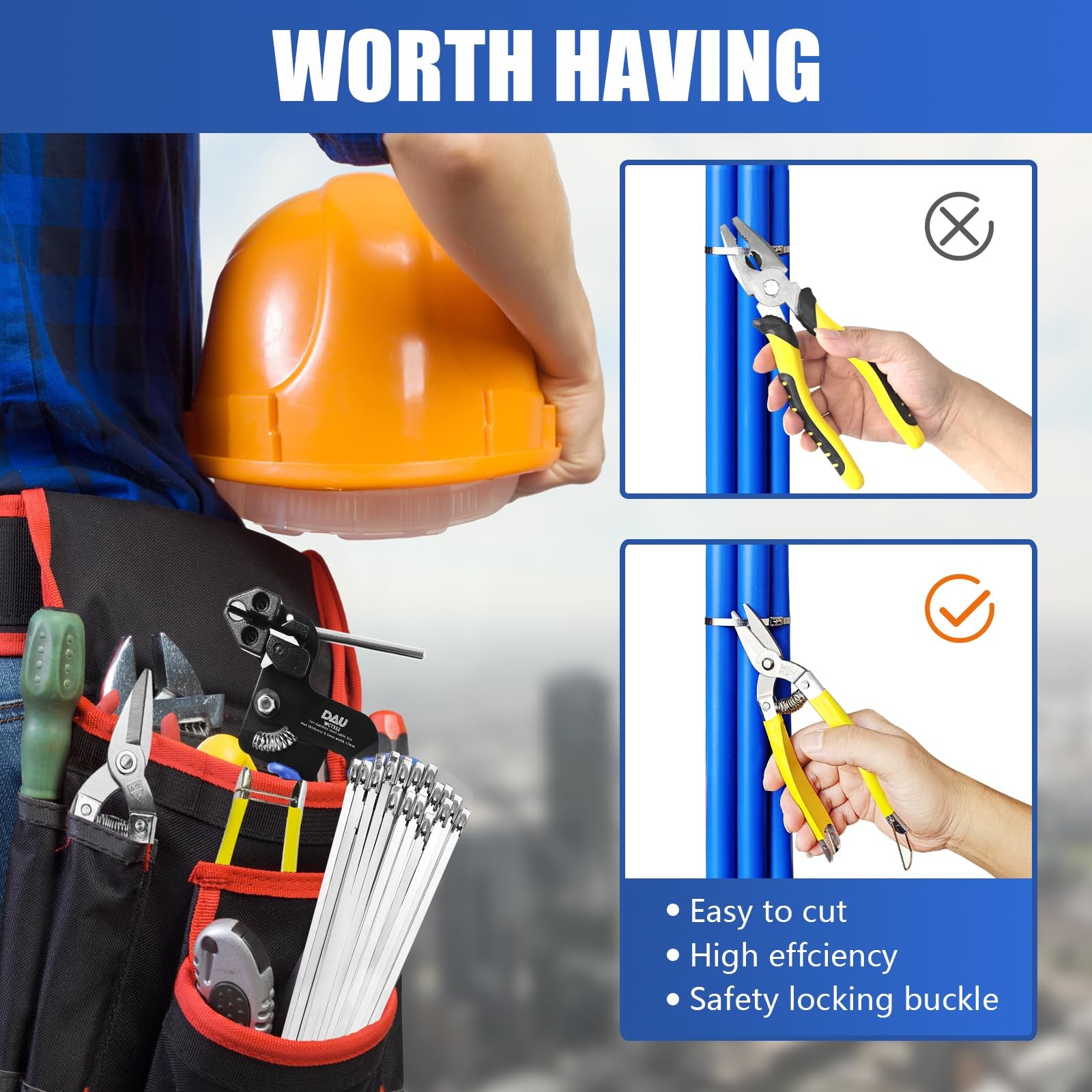 Heavy Duty Metal Zip Ties Kit (With Tie Cutter) Corrosion Resistance Stainles…
