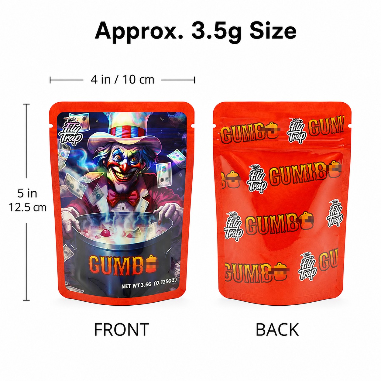3.5g Mixed Smell Proof Mylar Stand Up Bags Zip Seal Food Storage Pouches 100pcs