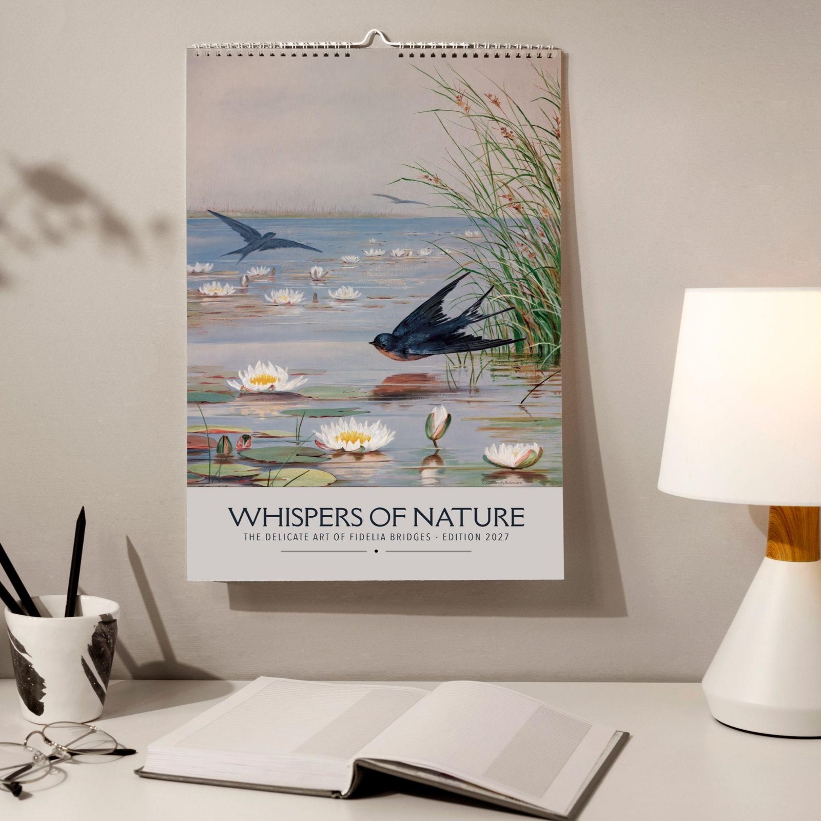 2027 Fidelia Bridges Wall Calendar – Botanical Bird Watercolor Gift, 11×16.5″
