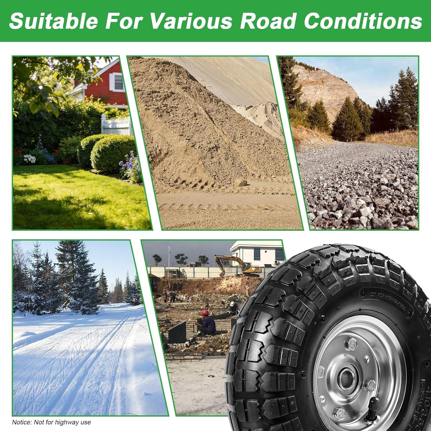 10″ Heavy-Duty Replacement Tires, 4.10/3.50-4″ for Gorilla Carts,Hand