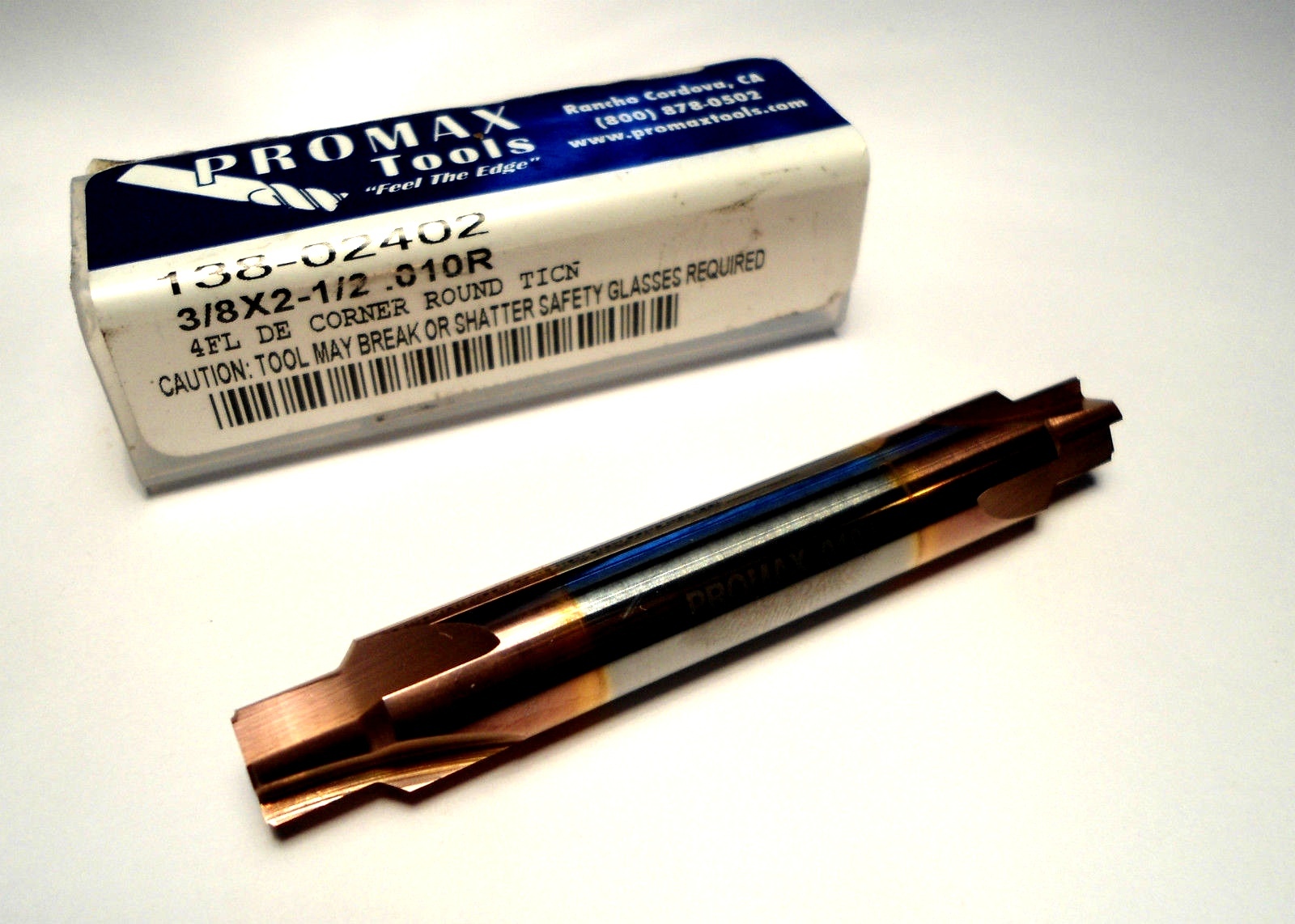 PROMAX 138-02402 Carbide Double Corner Rounding End Mill 3/8″ 4F TiCN 0.010″ Rad