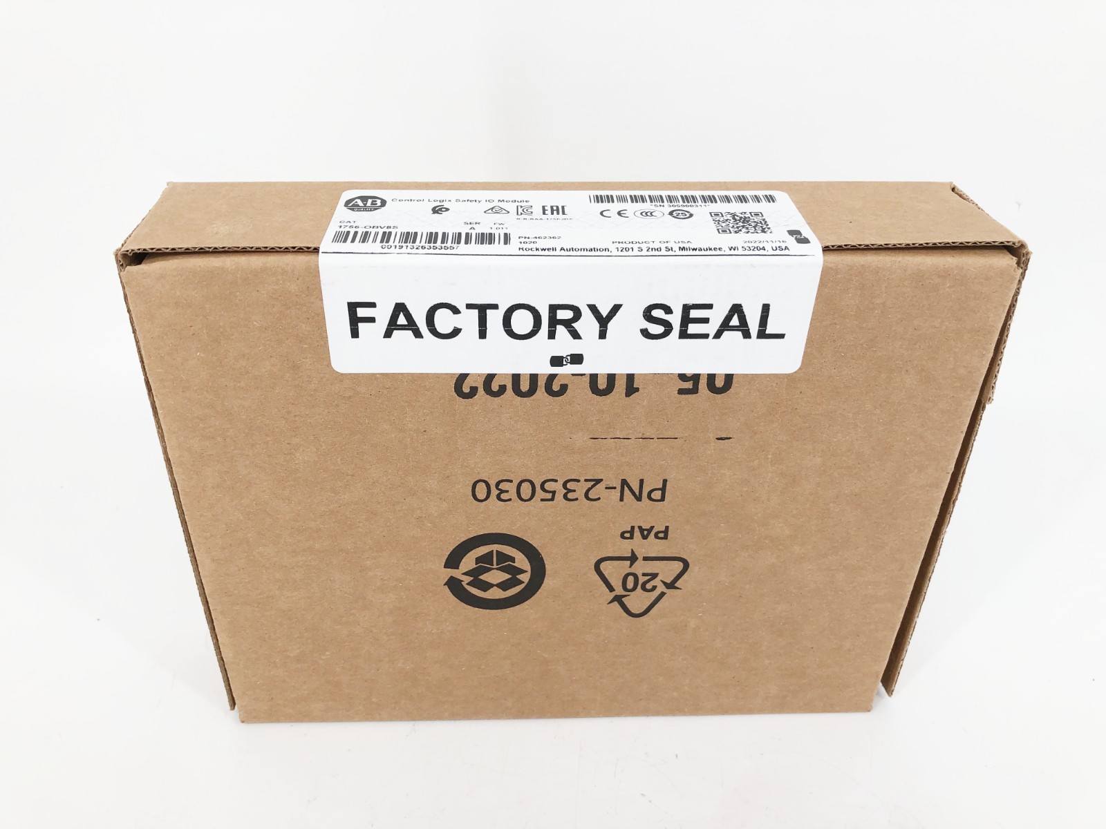 New Allen Bradley 1756-OBV8S Control Logix Safety I/O Module 8-Ch – Sealed Box