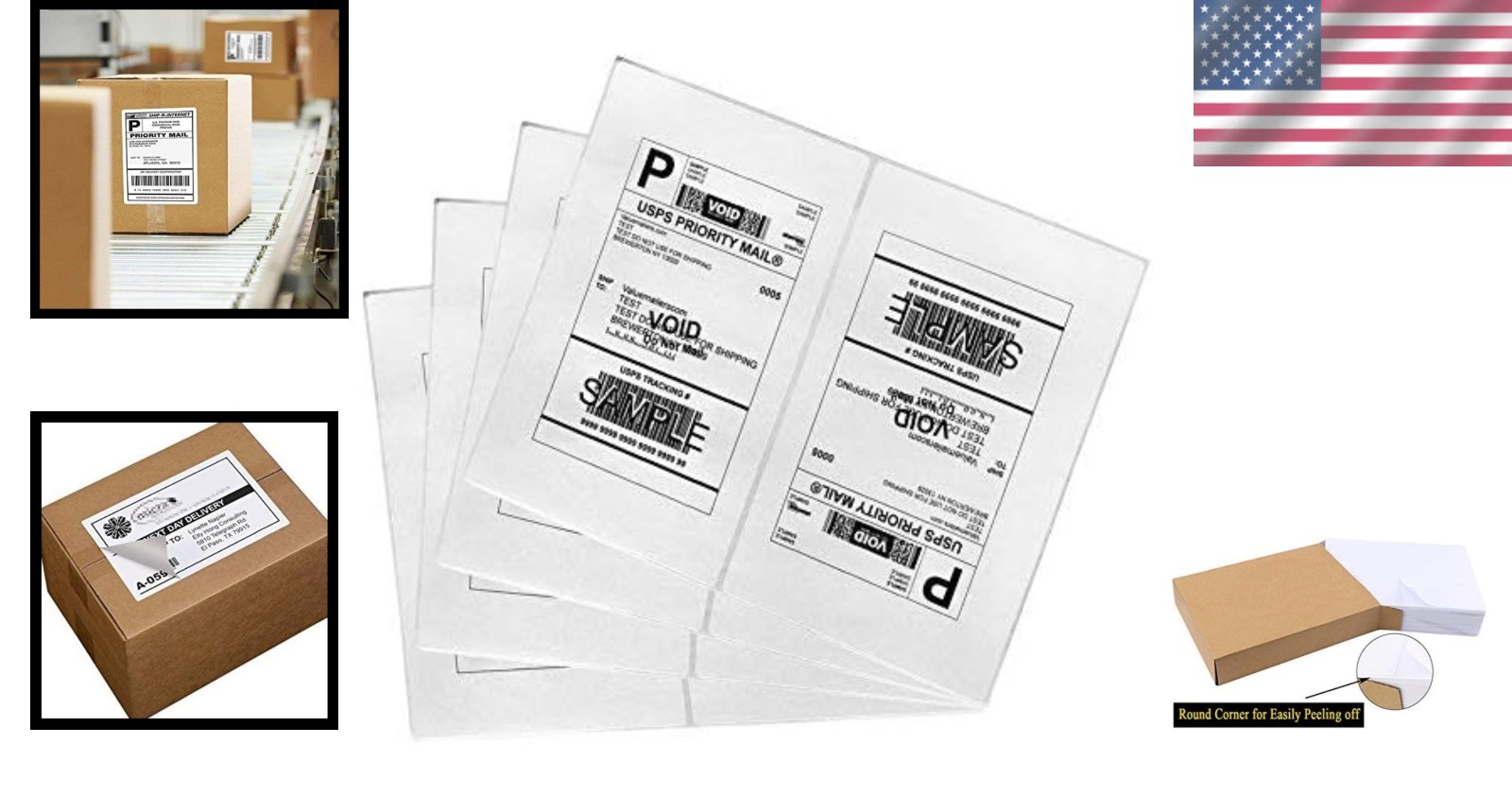 1000 White Half Sheet Shipping Labels – 8.27 x 5.32 Inches for Easy Printing