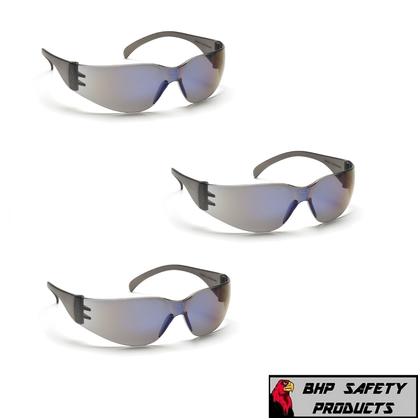 PYRAMEX INTRUDER SAFETY GLASSES BLUE MIRROR LENS SUNGLASSES S4175S (3 PAIR)