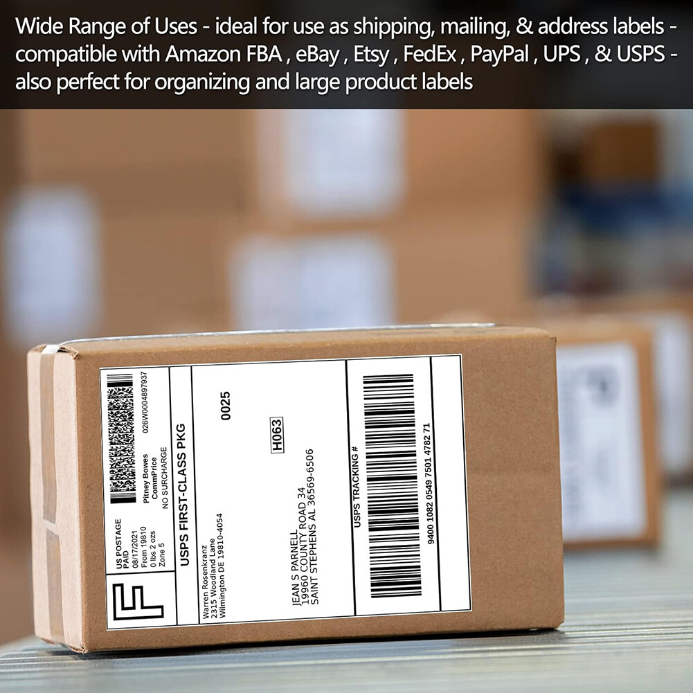 200 8.5×5.5 Half Sheet Shipping Labels 2 Per Sheet Self Adhesive