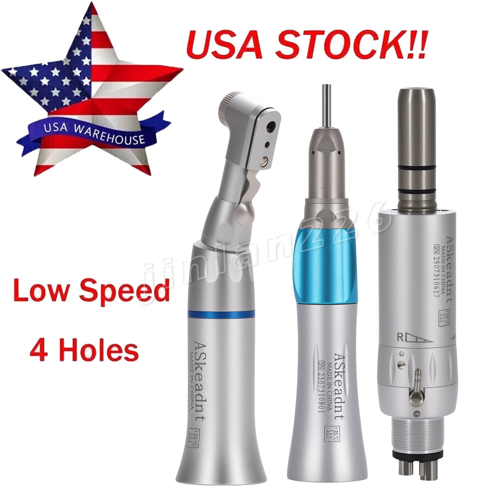 ASkeadnt Dental Slow Low Speed Handpiece Straight Contra Angle Air Motor 2.4Hole