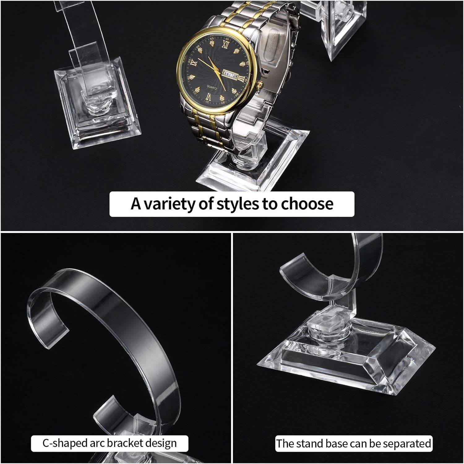 10 Pcs Watch Display Stand Holder, 4 inch/3.5 inch Clear Plastic Watch Display