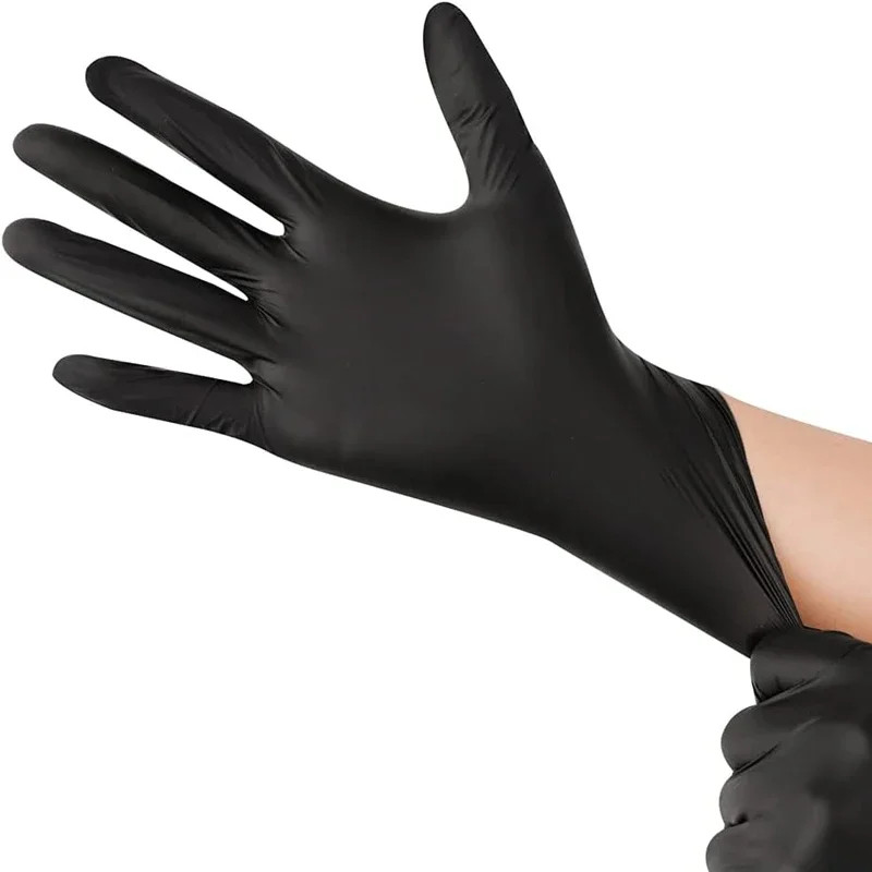 100X Black Nitrile Nitro Powder Free Disposable Gloves – Heavy Duty 6g Thickness