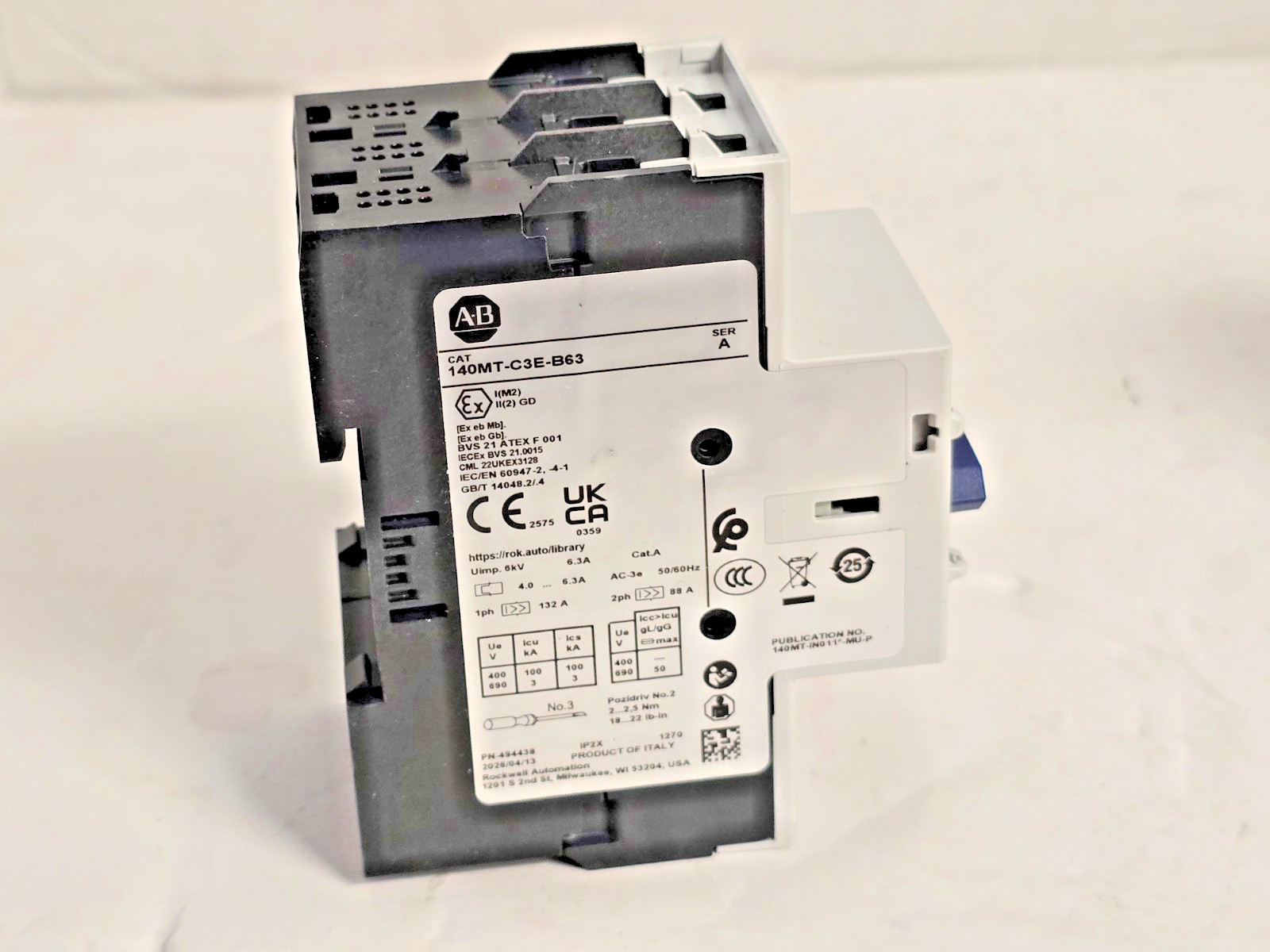 Allen Bradley 140MT-C3E-B63 Series A MPCB 4.0-6.3 A, Frame C, New