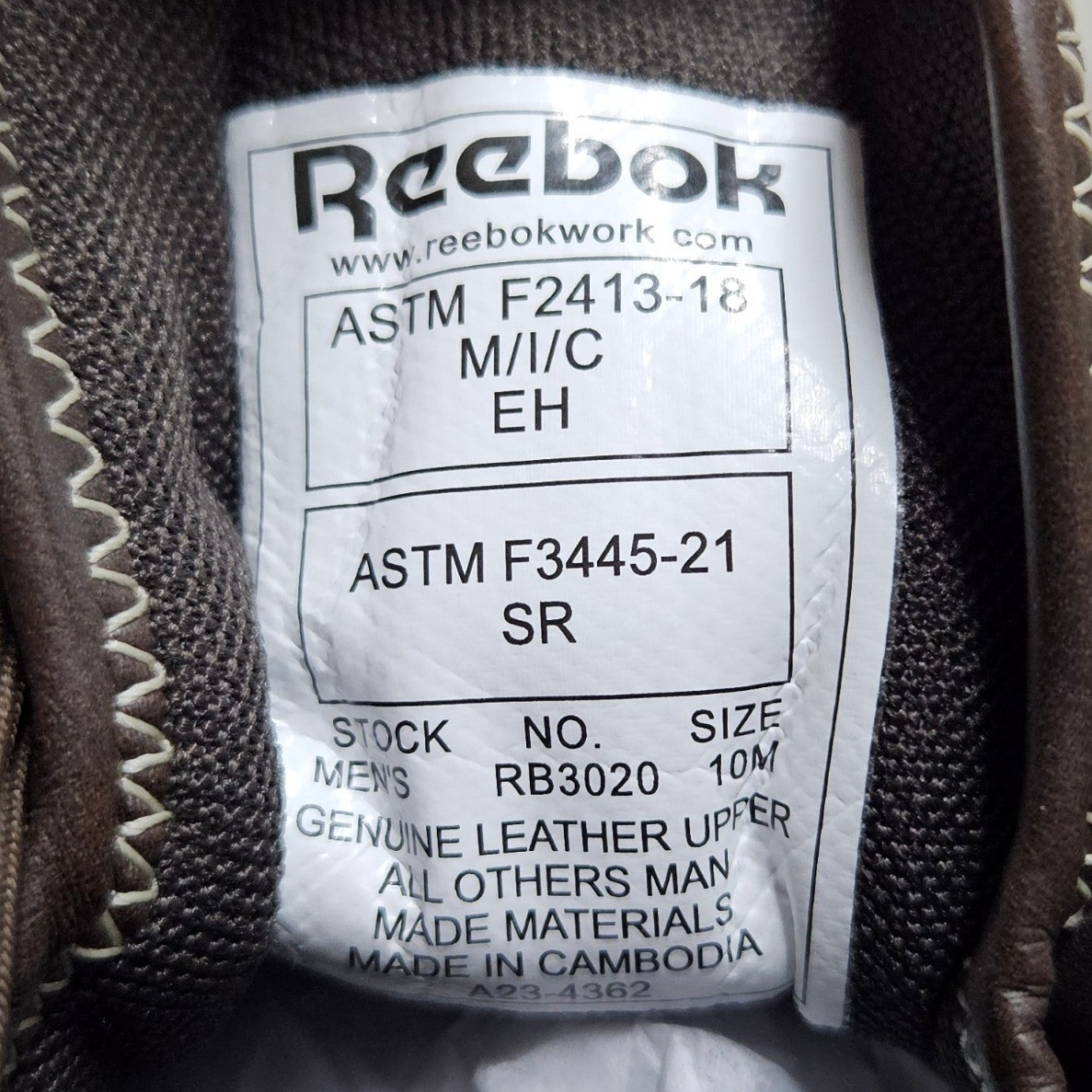 Reebok Men’s Zig Kinetica Edge II Work Safety Shoes RB3020 Brown Leather Sz 10