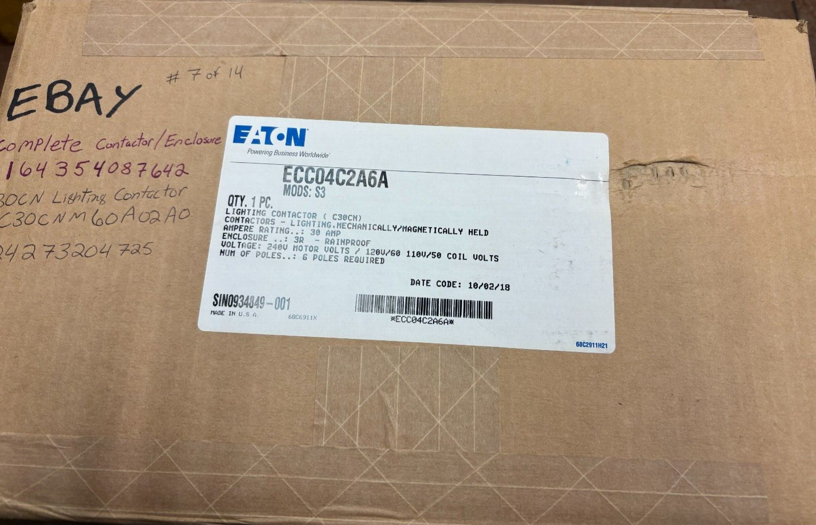 EATON ECC04C2A6A LIGHTING CONTACTOR