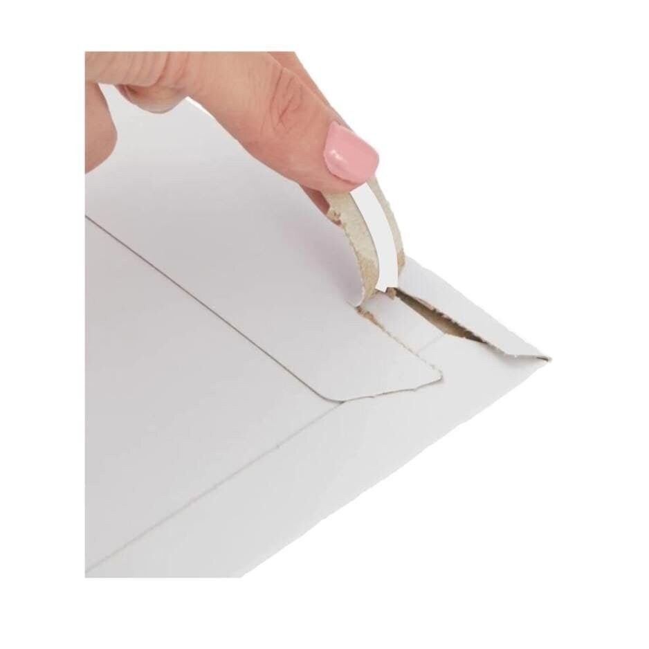100 – 6×8 White Rigid Stay Flats Self-Seal Cardboard Envelope Mailers 6″x8″