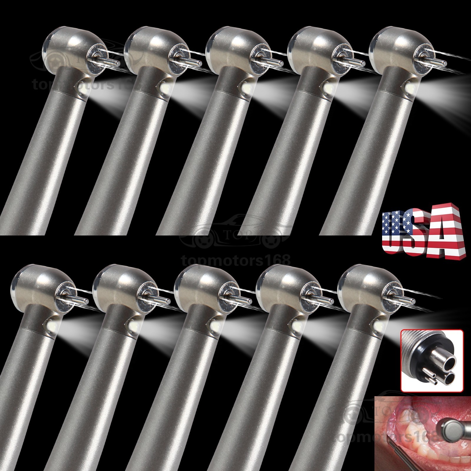 10 PACKS Dental High Speed E generator LED Handpiece Air Turbine 4Hole