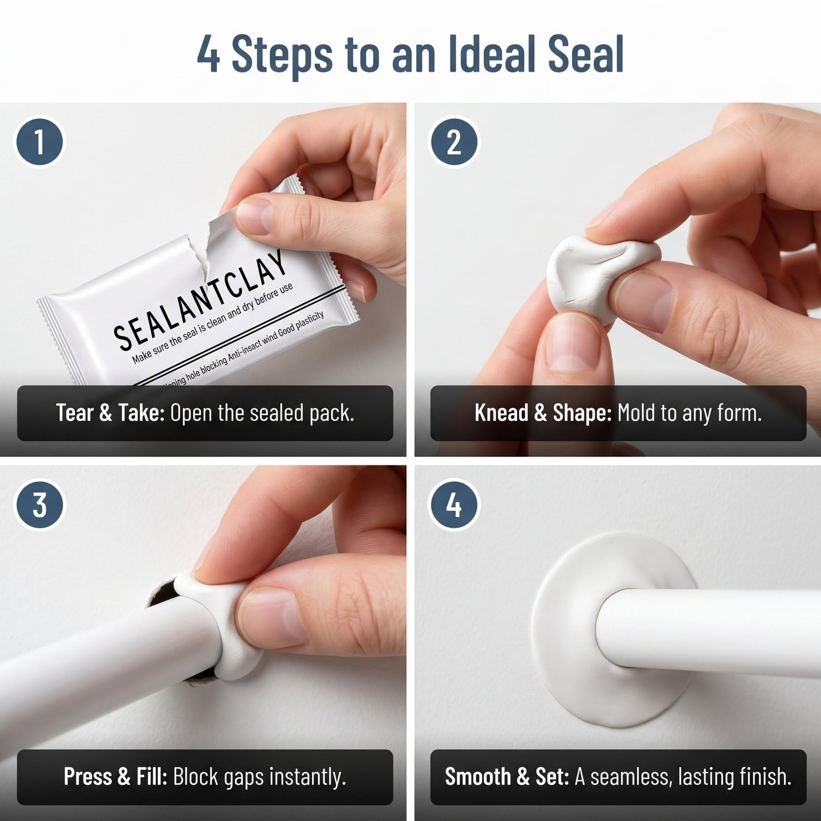 4Pack Upgraded Fast Drying Sealant Clay, Moldable Repair Mastic for Drain Pip…