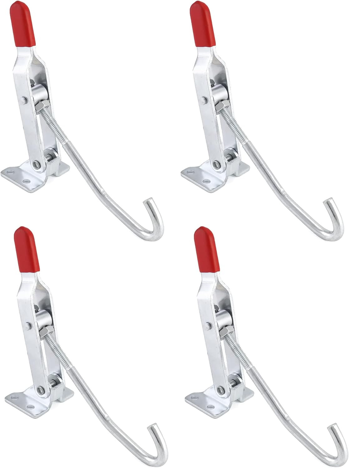 4 Pack J Hook Toggle Clamp 375 lb Holding Capacity Adjustable Pull Latch Red Kit