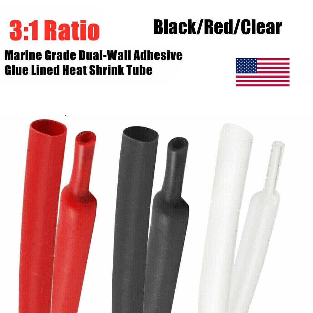 1-10 ft Marine Insulation 3:1 Ratio Heat Shrink Tubing Cable Sleeve Wire Wrap