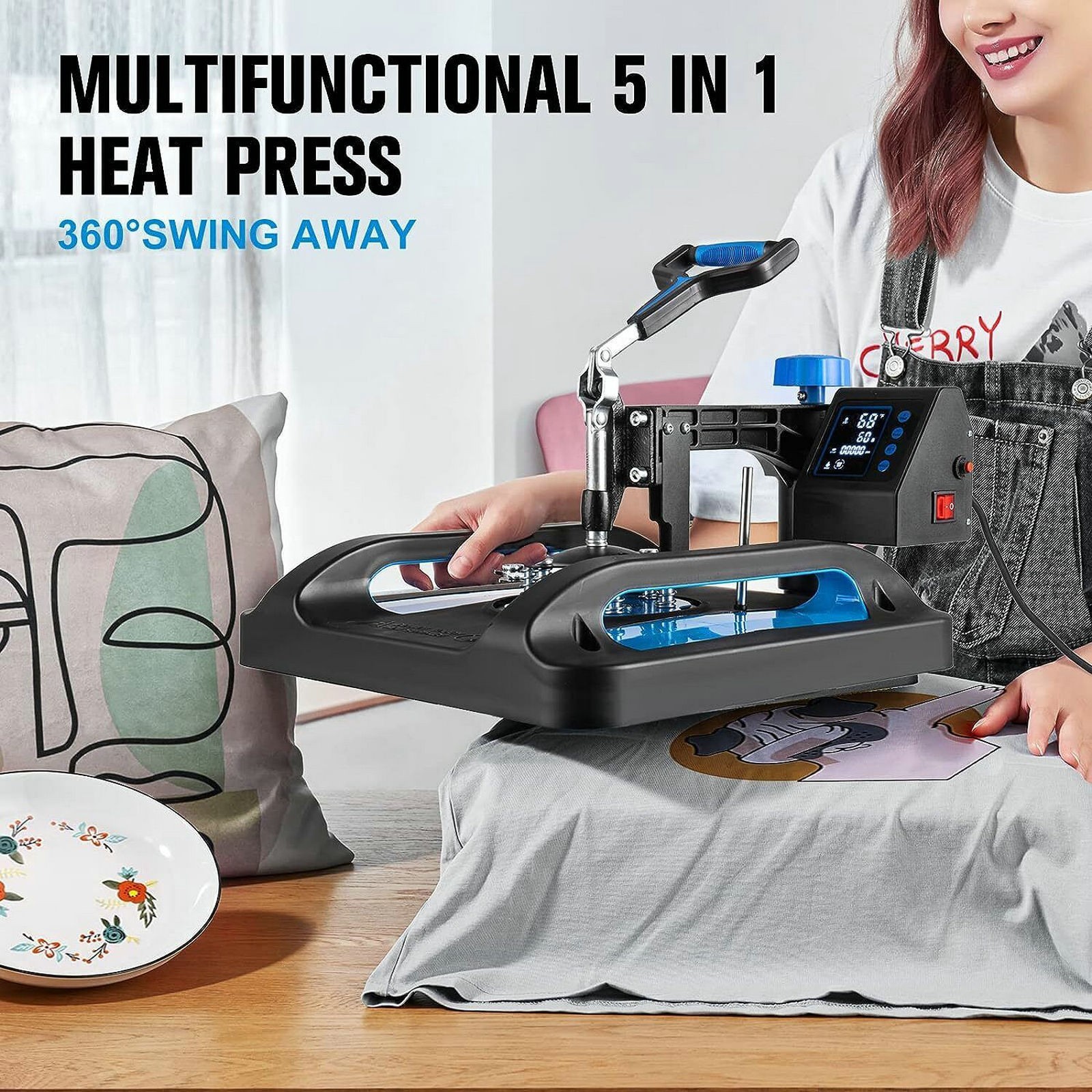15″x15″ 5 in 1 Heat Press Machine T-Shirt Sublimation Printing with 30OZ Tumbler