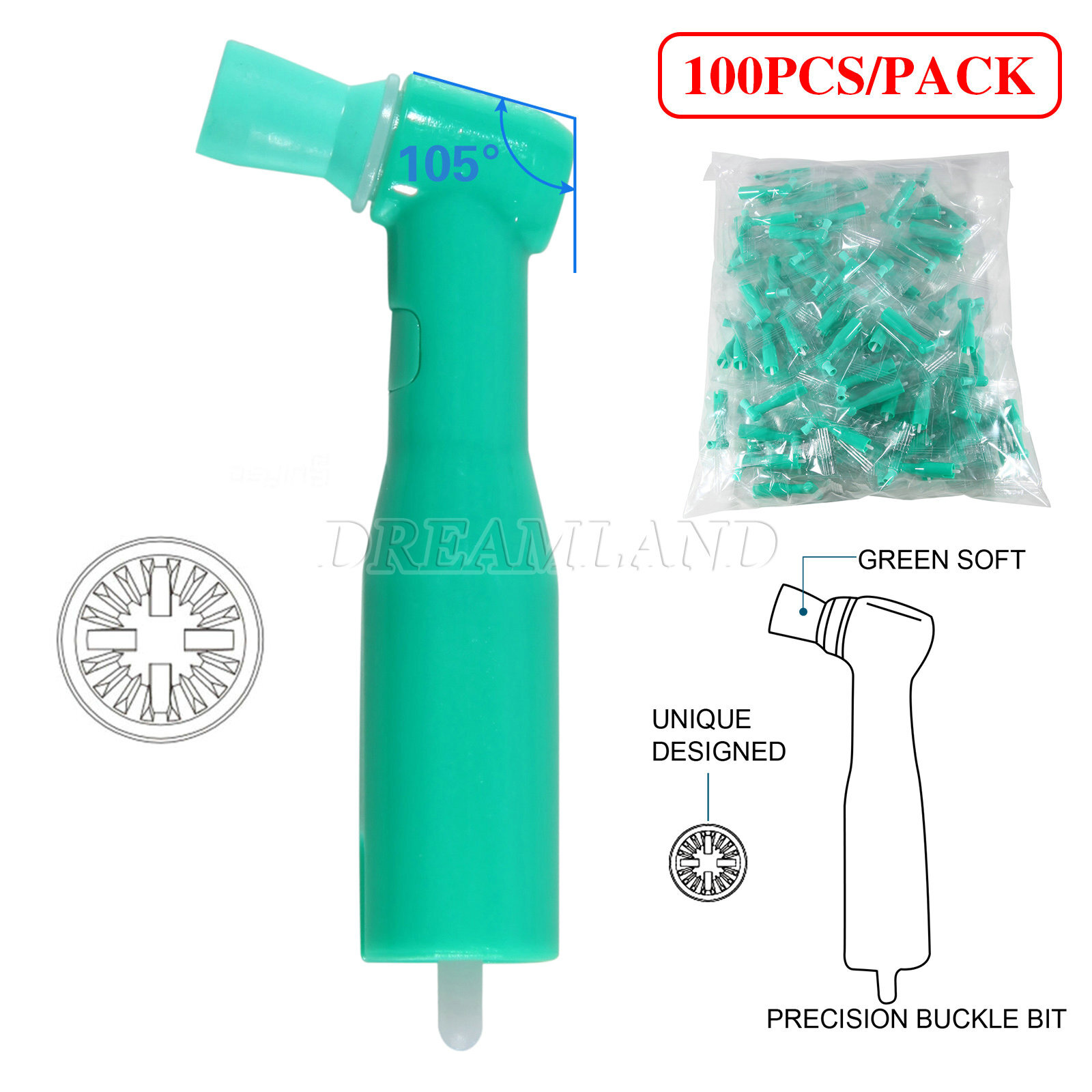 Dental Disposable Prophy Angles Soft Contra Angle 105° Latex Free 100 pcs
