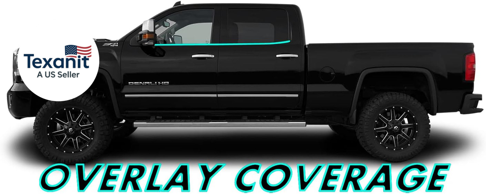 Chrome Delete Blackout Vinyl Overlay for 2014-2019 GMC Sierra 1500 2500 3500 Win