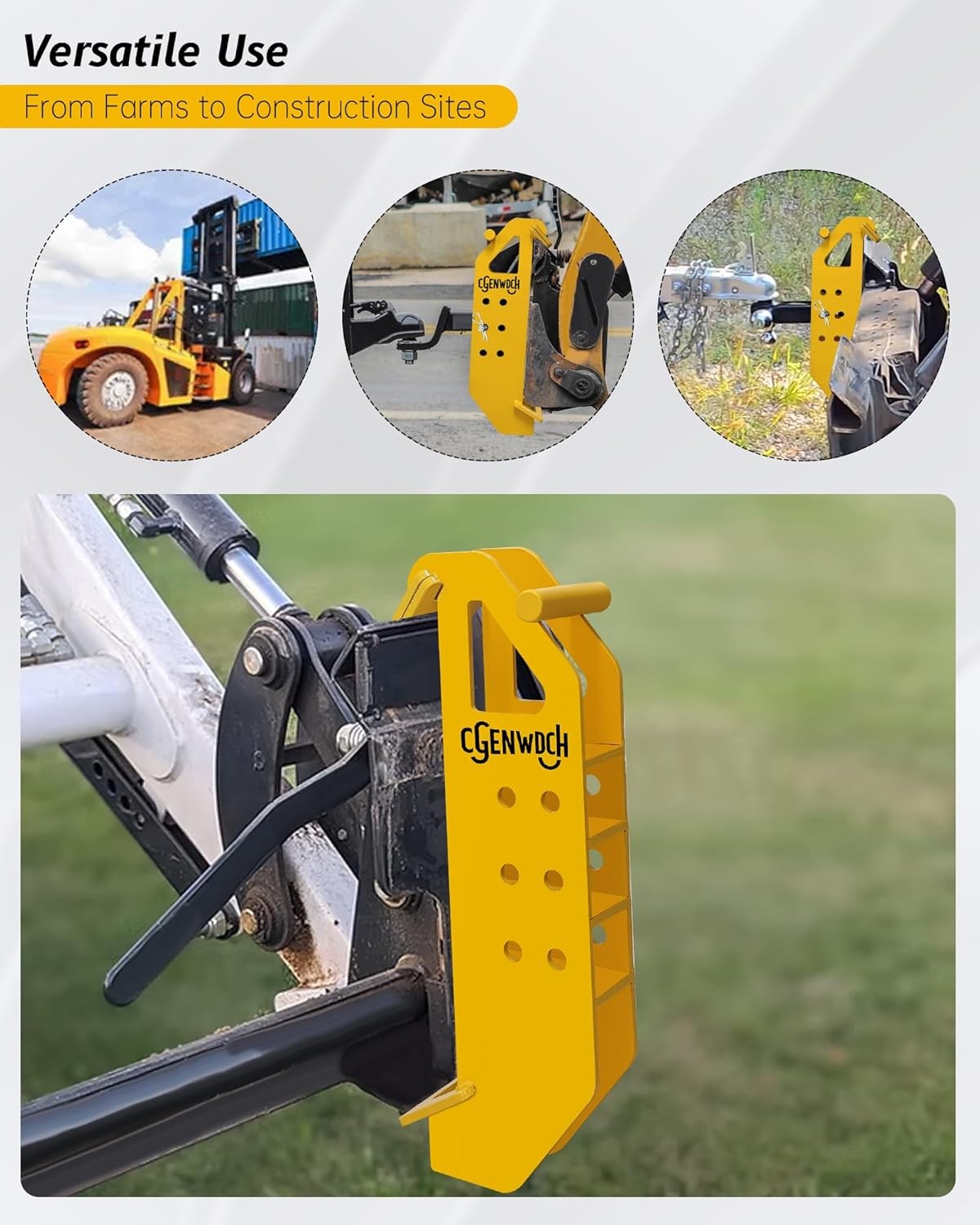 New Upgrade Hitch Attachment for Skid Steer, 5000/20000 lbs Load Capacity