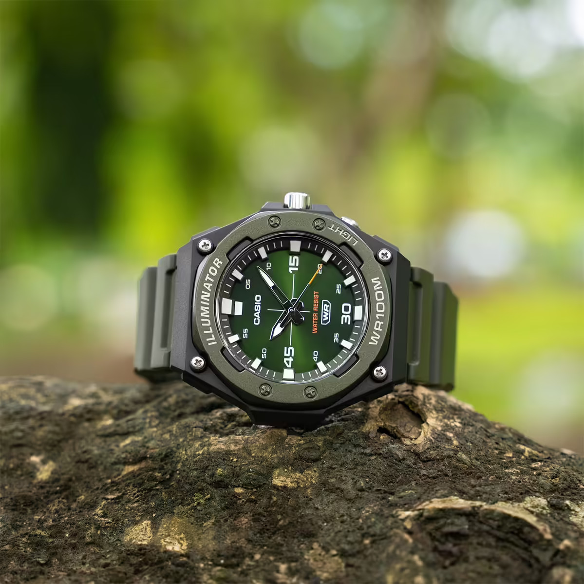 Casio MW-620H-3AV Men’s Green Analog Sport Watch 100M WR LED Light Resin