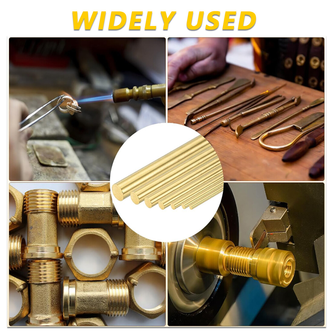 Brass Round Bar Rod Dia 3/5~80mm H59 Solid Bar/Rod Lengths 100/150/200/250/300mm