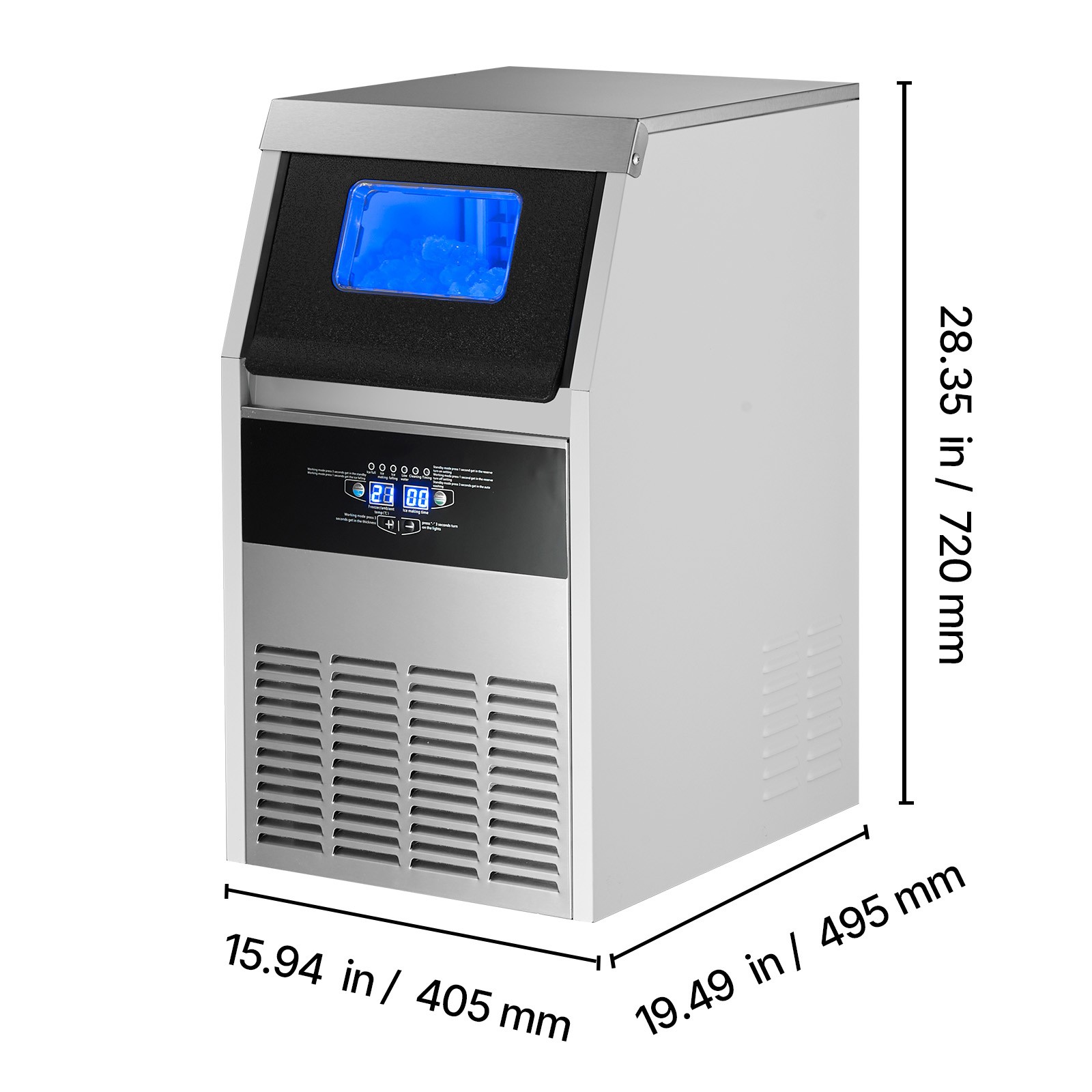 Uimoso 150lbs Commercial Ice Maker Built-in Ice Cube Machine Dual Water Inlet