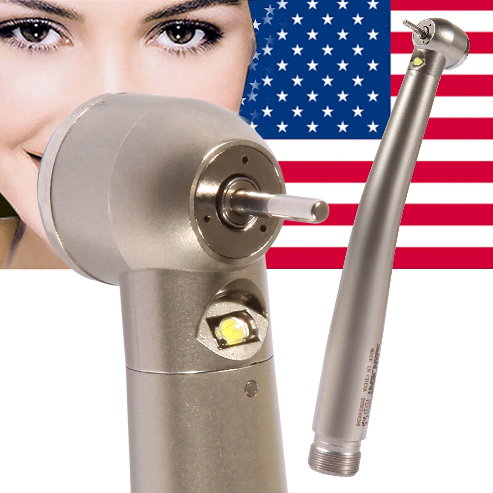 Pieza de mano LED turbina alta velocidad fibra óptica dental estilo NSK 2 Holes