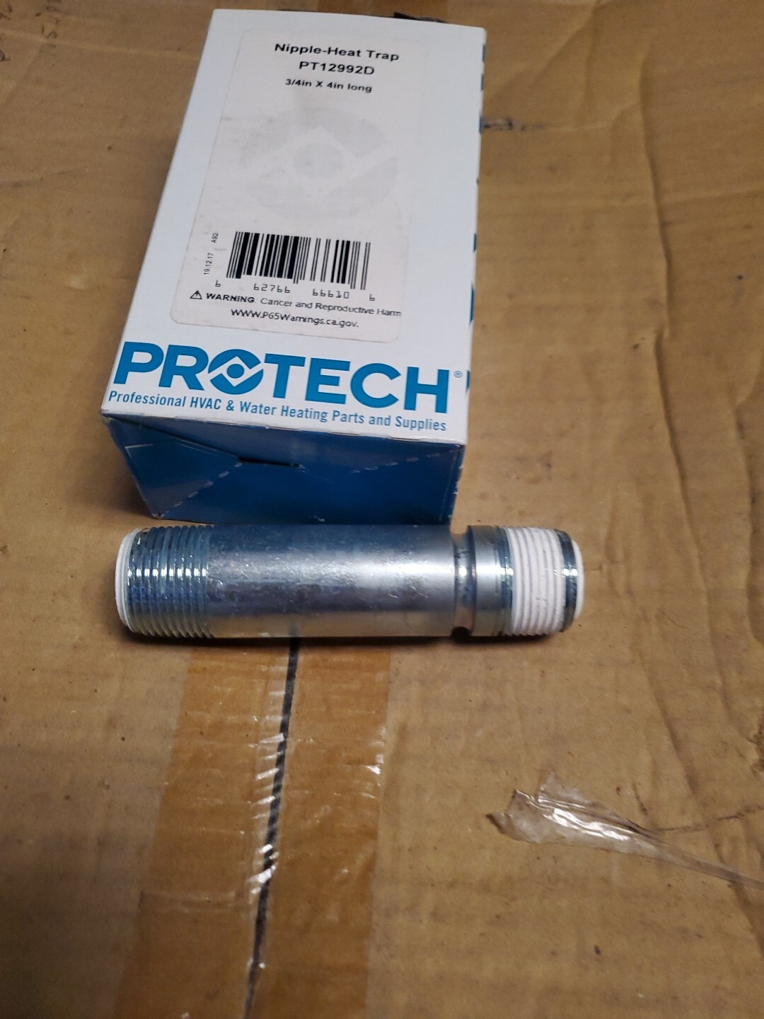 New Rheem Nipple – Heat Trap (3/4in.NPTx4in) Pt12992d