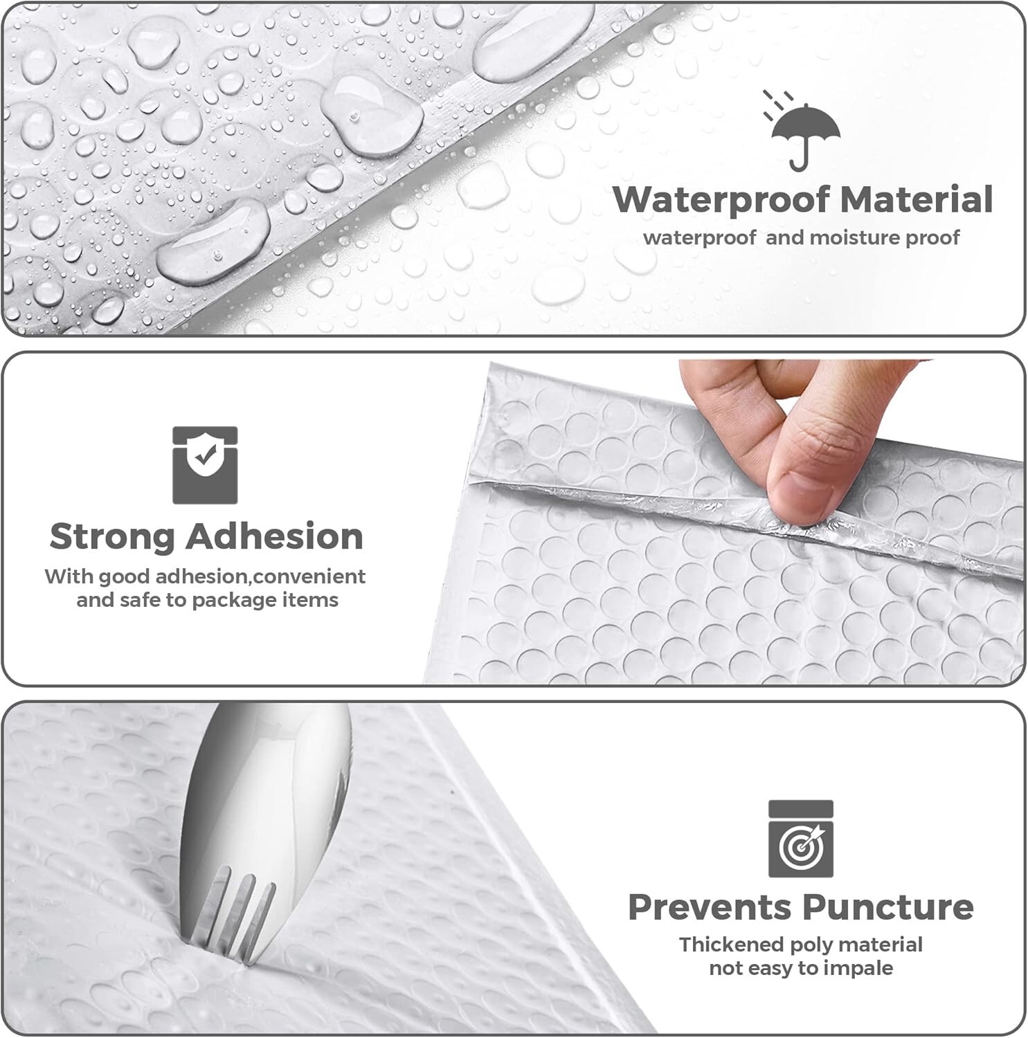 Bubble Mailers10.5×16 500pack Large Padded Envelopes 10.5×15 Mailing Bags White