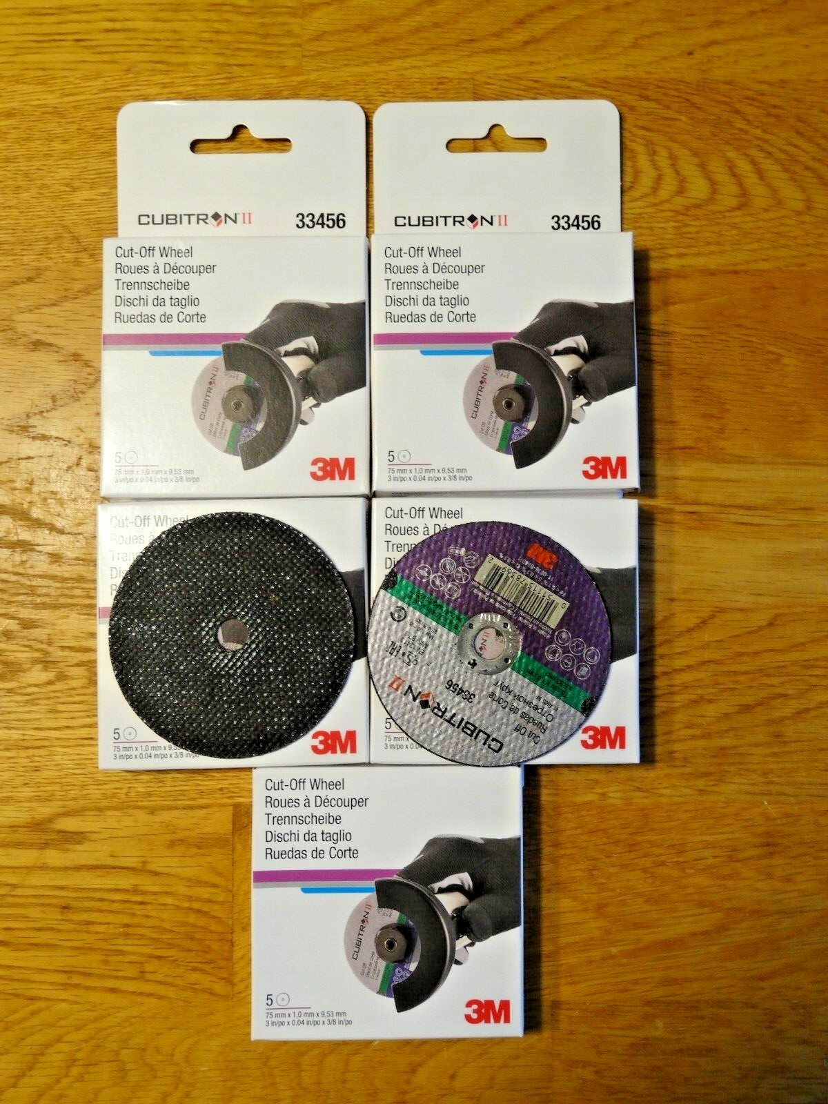 (5) PACKS 3M 33456 Cubitron II 3′ x .04′ x 3/8′ Cut-Off Wheel – 5 Wheels/pack.
