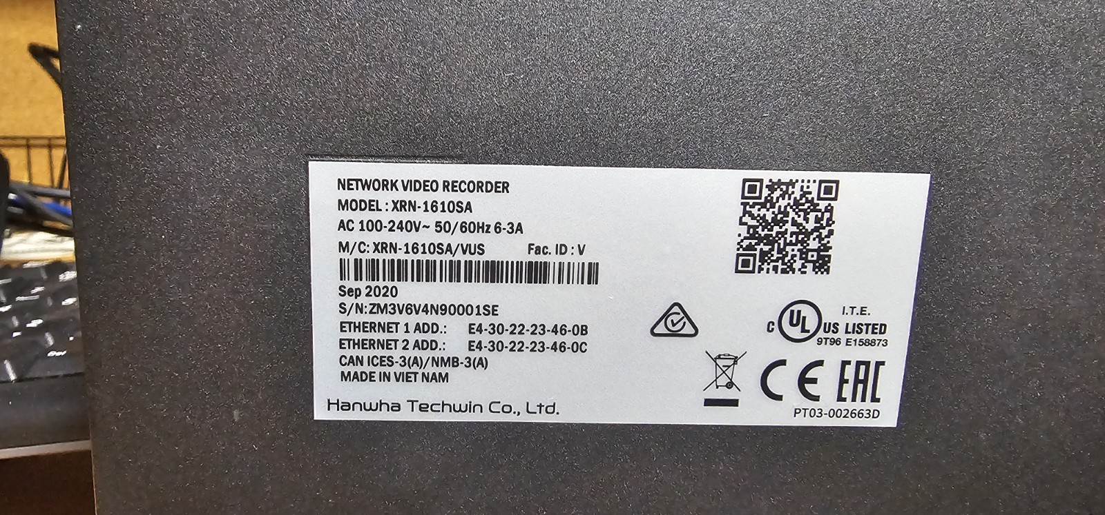 Wisenet XRN-1610SA Network Video Recorder
