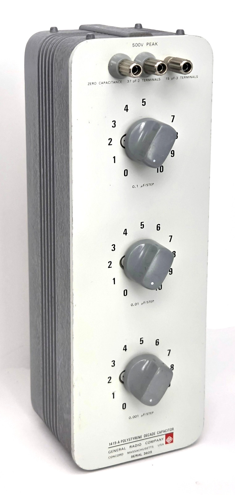 General Radio 1419-A 3-Dial Polystyrene Decade Capacitor .001-1.110 Mfd 1419A