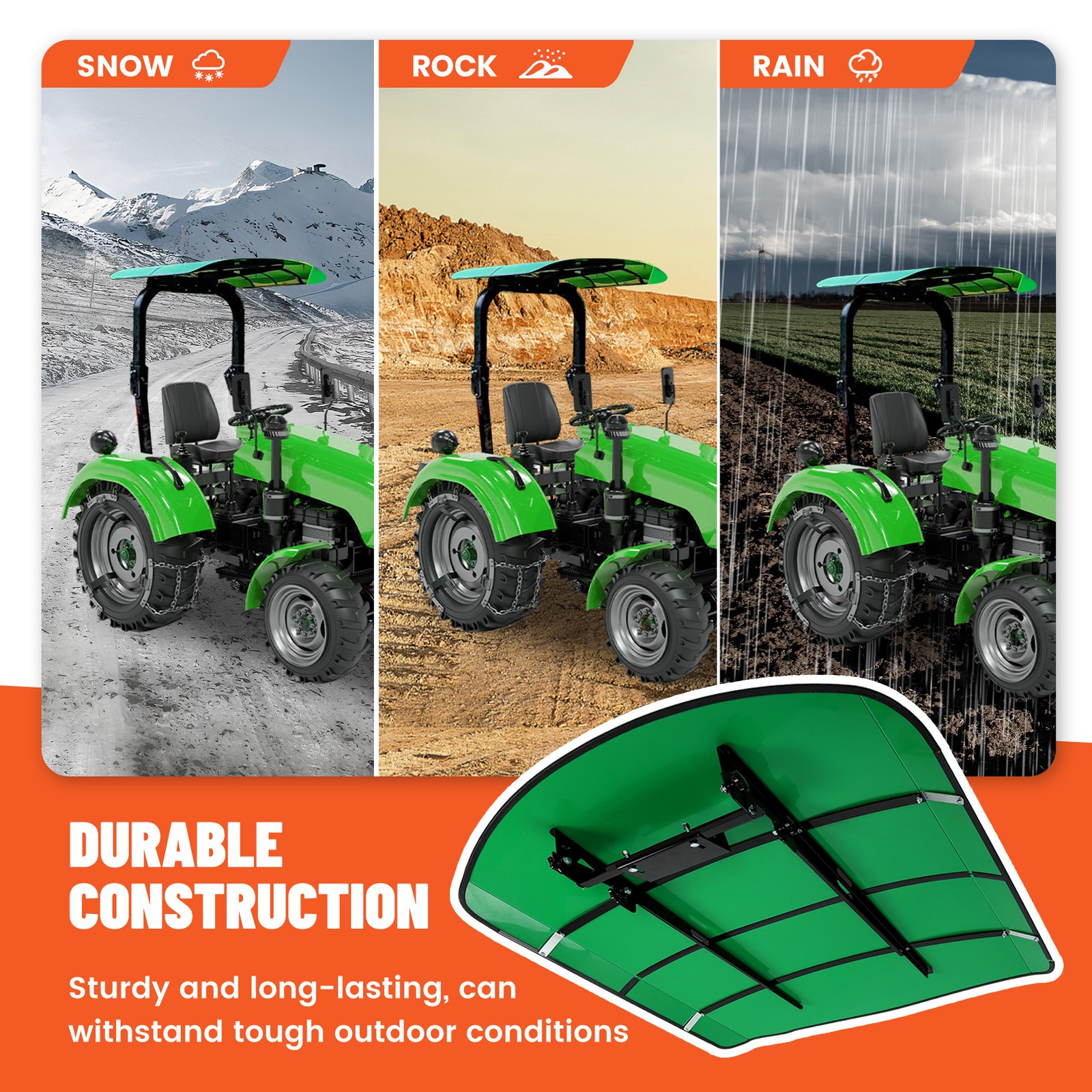 Tuff Top Tractor Canopy 52″ X 52″ For John Deere 2″ x 2″ or 2″ x 3″ ROPS Green